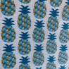 tissu coton enduit ananas bleu 1.55m de large stof