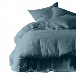 Drap plat Dili coton lavé - BLEU DE PRUSSE