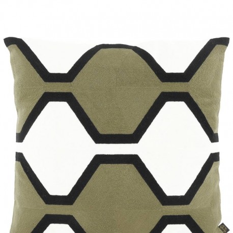 Housse de coussin NASSAU Haomy coton brodé - Kaki