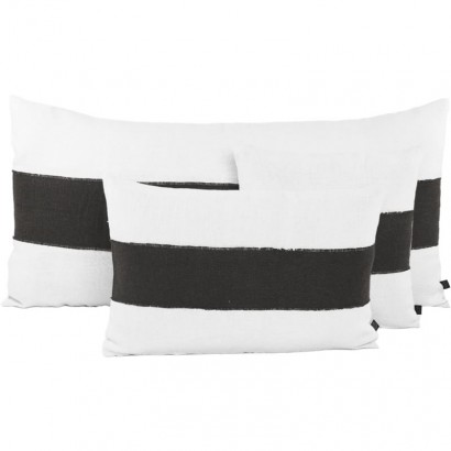 Housse de coussin GOA lin lav&eacute; HAOMY - Noir