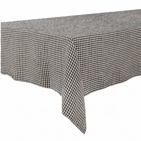PIANA - Nappe lin et coton Haomy petits carreaux - Charbon