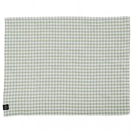 PIANA - serviette-de-table lin lavé et coton Haomy petits carreaux - Amande